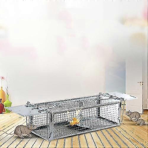 Double porte Souris Cage Piège à souris Ménager Catch Cage (argent)