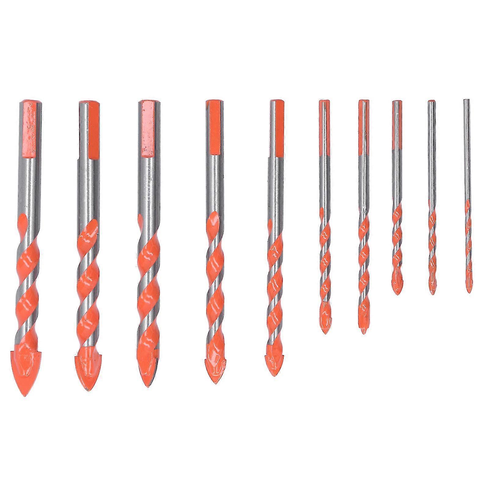 10PCS Multifunctional Drill Bits Set 3/4/5/6/6/8/10/12/14/16mm Triangular Drilling Bit compatible with Wood-YM