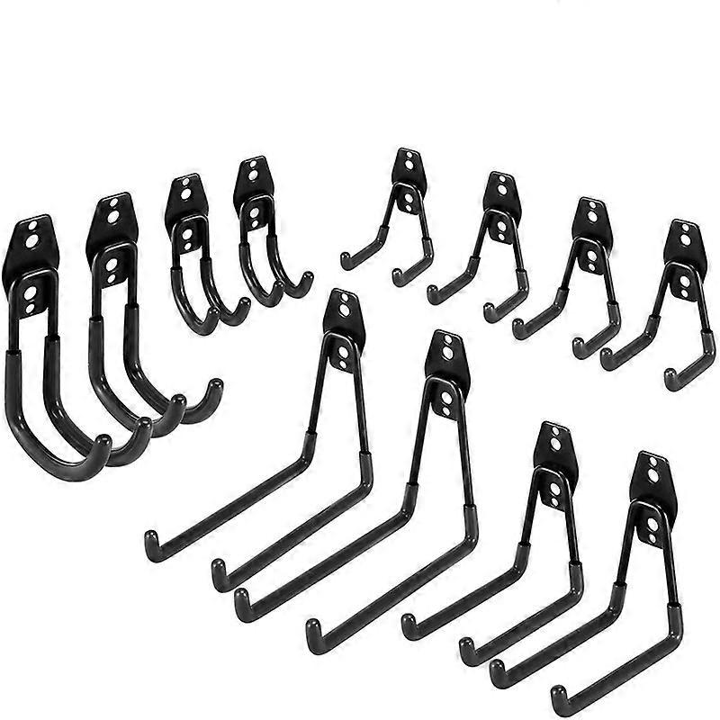 EVAGO 10Pack/12 Pack Wall Storage Hooks with 2 Extension Cord Storage Straps, Heavy Duty Tool Hangers for Utility Organizer, Wall Mount Holders for Ga