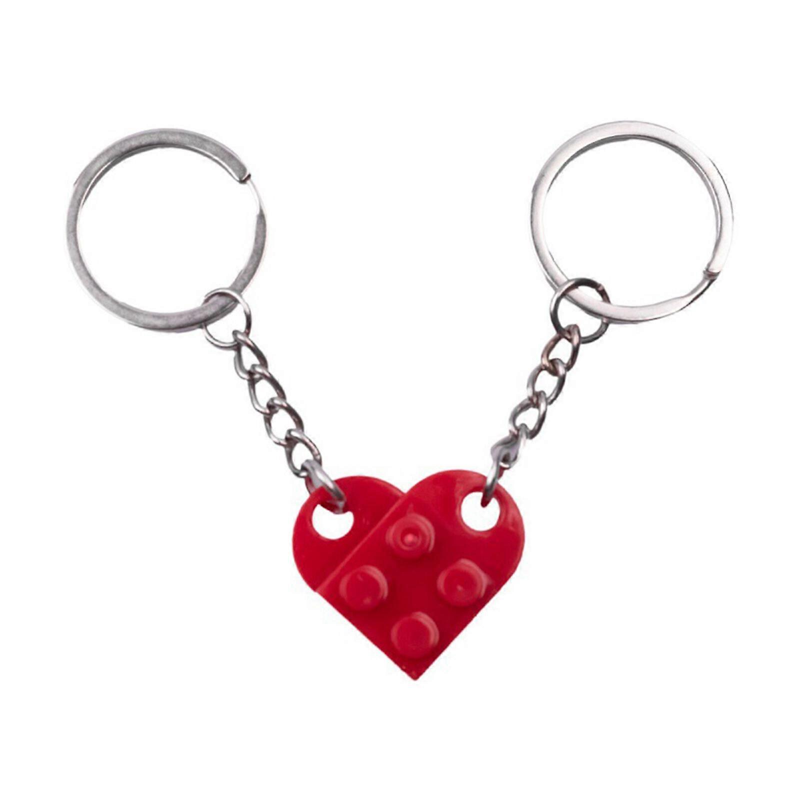 2024 New Heart Keychain Set for Couples, Brick Heart Keychain for Boyfriend Girlfriend, Matching Heart Colorful Keychains.