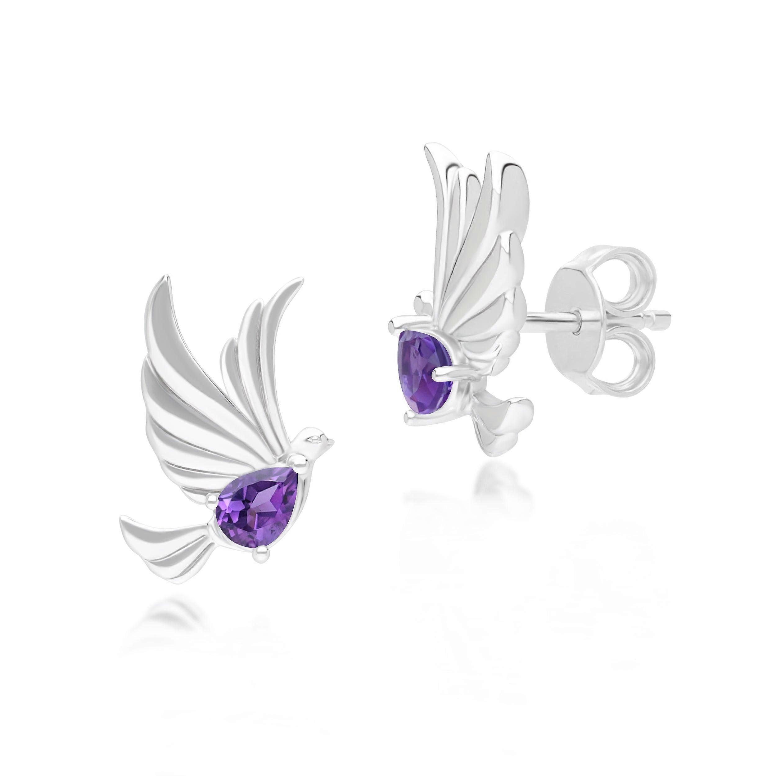 ECFEW™ Creator Amethyst Dove Stud Earrings in Sterling Silver