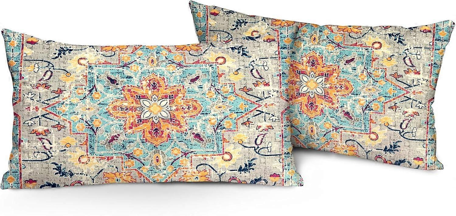 Modrá fialová šedá boho hodiť obliečky na vankúše súprava 2 12 "x20" Monaco koberec koberec obojstranný vzor Bavlnená mäkká obliečka na vankúš obliečka na vankúš pre