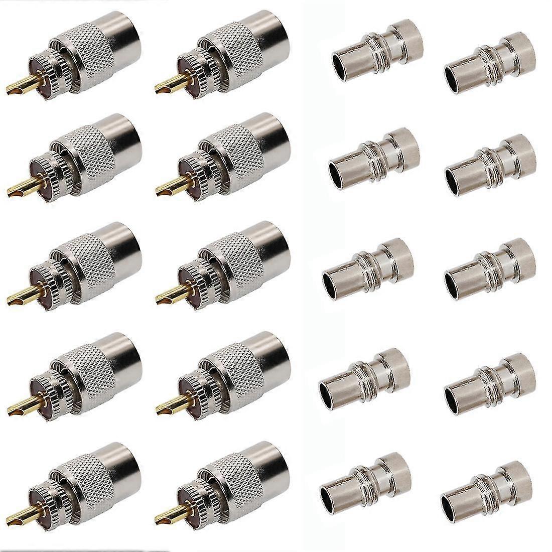 RG8用レデューサー付き10パックPL259はんだコネクタプラグ、RG-213同軸同軸ケーブル