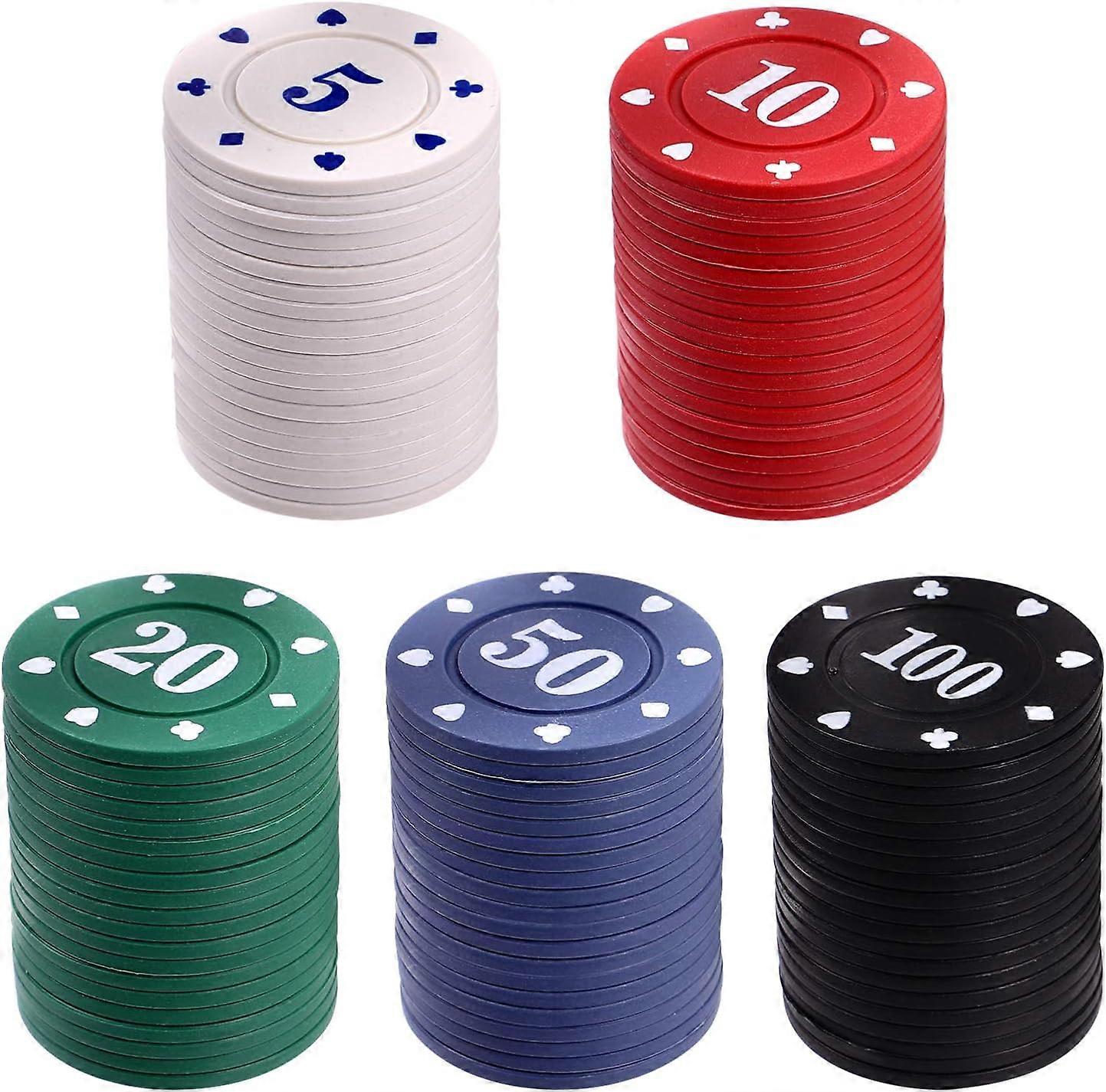 Poker Chips Set,Poker Roulette Casino Chips Counting Counters with Value Coloured Game Chips Game Tokens for Math Learning, Entertainment, Party Favor