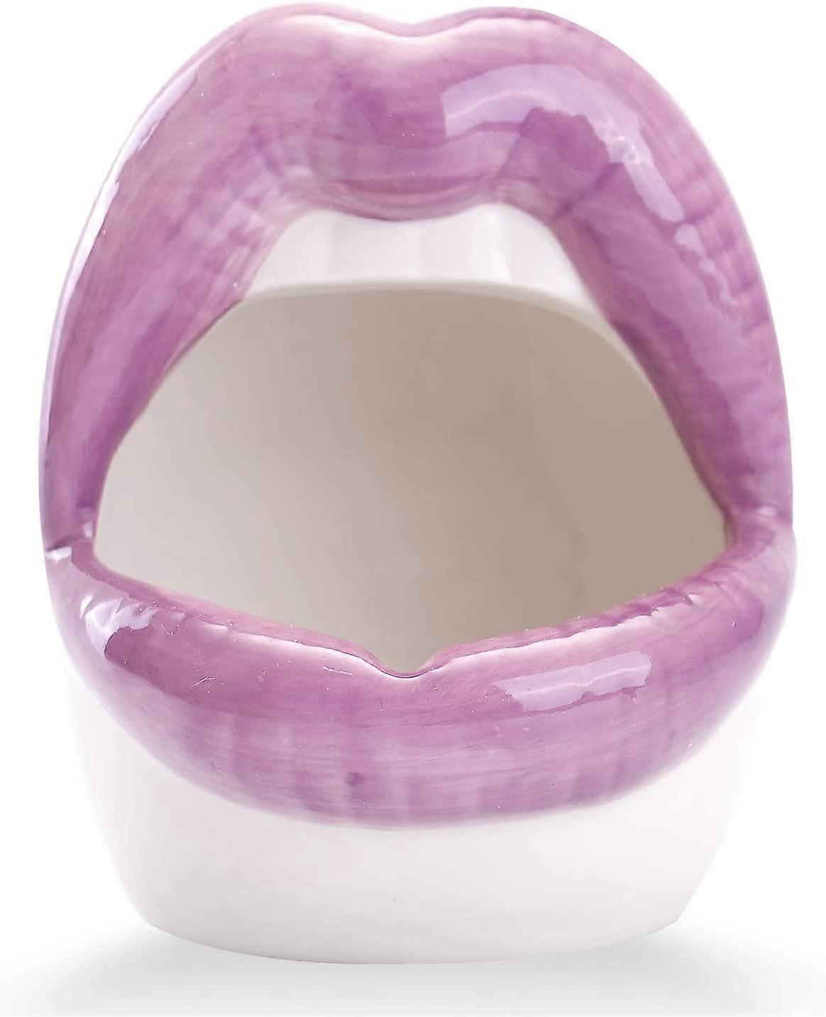 Sexy Lips Planter Pot, Ceramic Succulent Planter - Purple