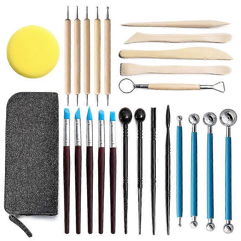 25 Pcs Modeling Clay Sculpting Tools Clay Modeling Tool Sculpting Modeling Tool Silicone Modeling Tool, Wooden Modeling Tool With Storage Bag For Pott