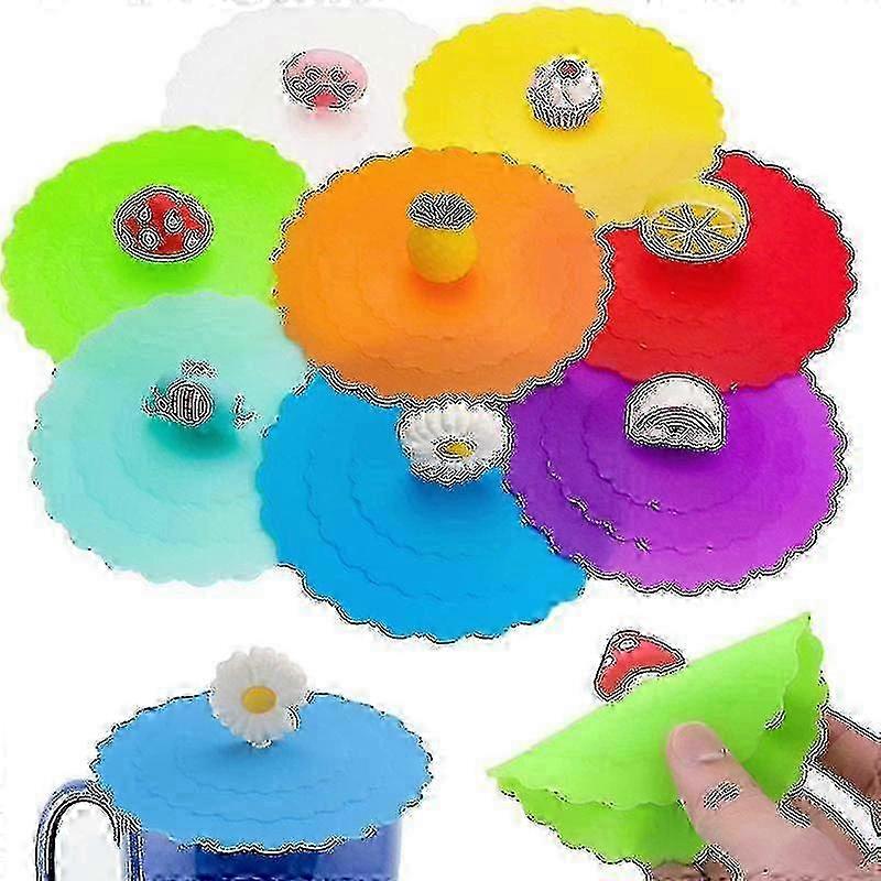 8 قطع غطاء كأس السيليكون ، الغذاء الصف سيليكون الشرب غطاء غطاء الزجاج ، غطاء زجاجي مضاد للغبار