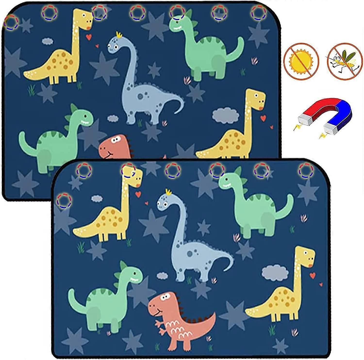 Car Window Shades For Baby, Mesh Cartoon Magnetic Car Sun Shades Car Side Window Sun Shade (dinosaur)2pcs