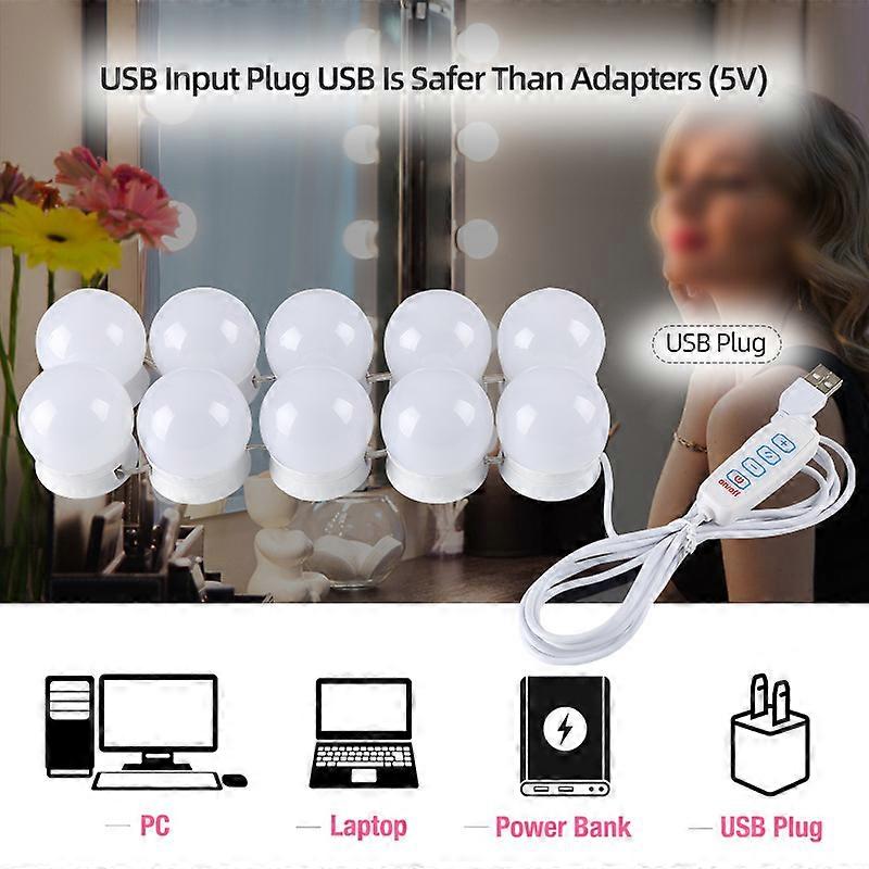 5v Usb Hollywood Makeup Mirror Bulb Mirror Headlight Dressing Table Bulb String Three Colors Adjustable (Light Only)