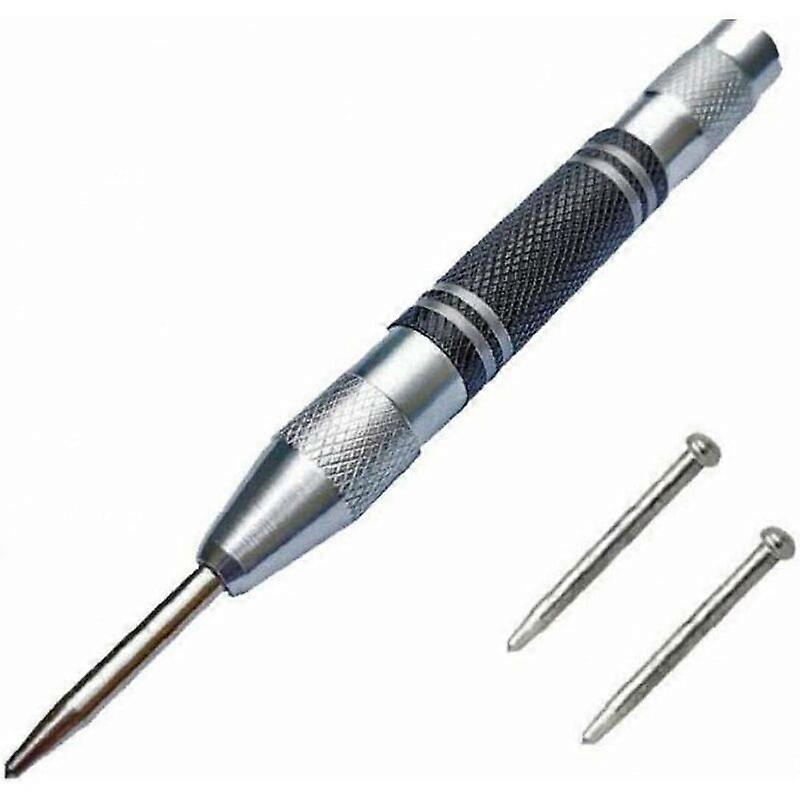 5" Spring Loaded Automatic Centering Punches, Adjustable Tension, with 2 Replacement Tips