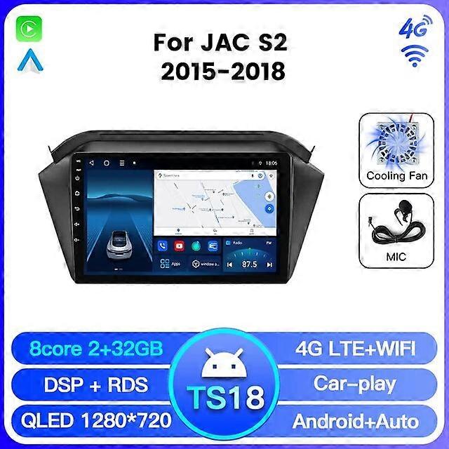 For JAC S2 T40 2015 - 2018 Android 13 Multimedia Video Player Navigation Car Auto Radio Stereo Audio Wireless Carplay Autoradio