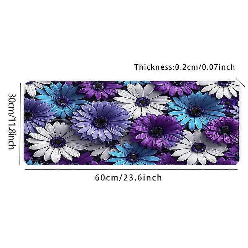 Large Purple Daisy Flower Rubber Mouse Pad - Non-Slip Oblong Gaming Desk Mat, HD Computer Keyboard Accessory for Office/Home, Ideal Gift for Boyfriend