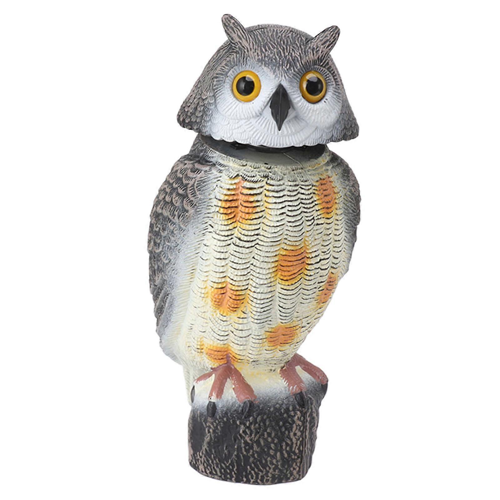 Plastic Fake Owl Decoy Scarecrow with Shaking Head for Bird Repellent in Garden Yard