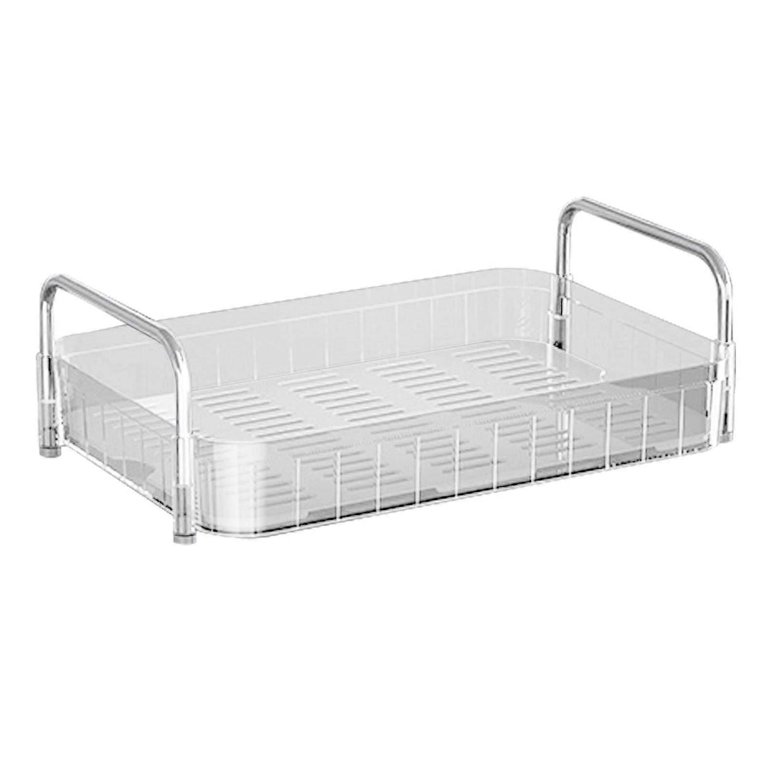 Cup Drying Rack with Drain Tray for Kitchen Countertop Storage Organizer Single Layer White