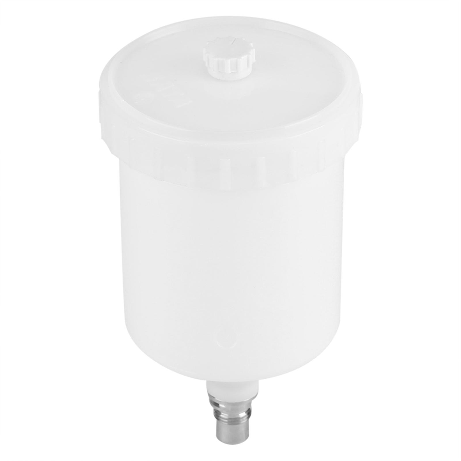 Plastic Cup Air Gravity Paint Pot Thread Connector compatible Spray Gun Tool 600ml Capacity