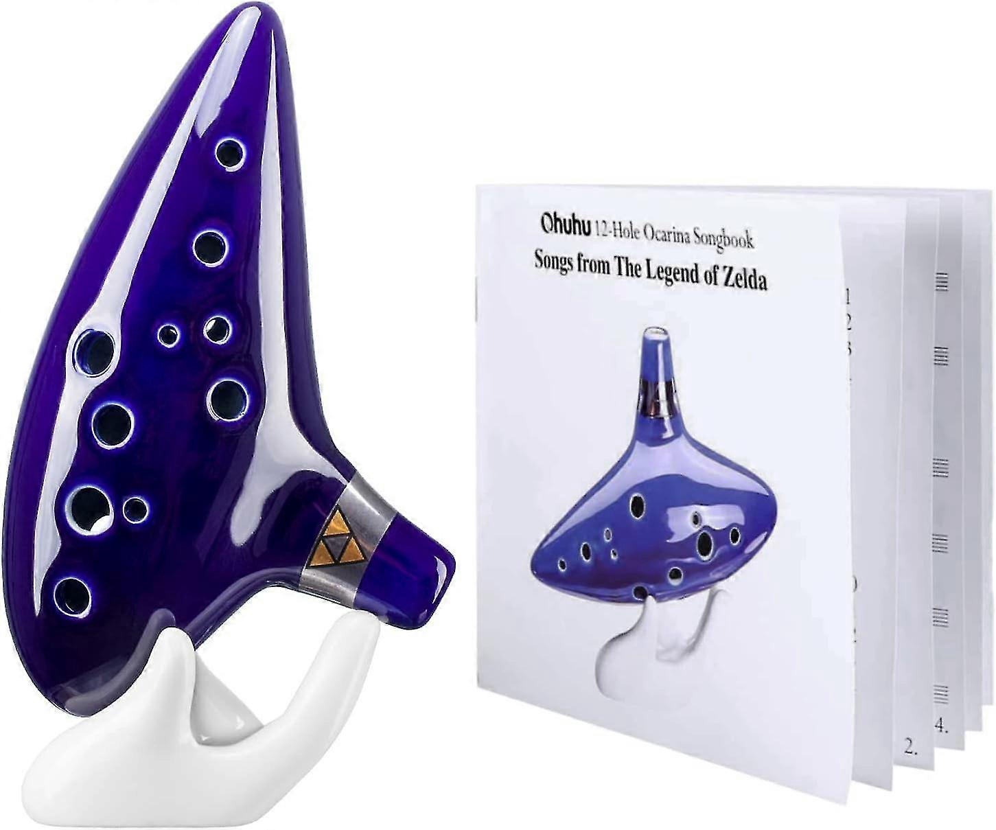 Zelda Ocarina hudební nástroj - keramická altová C lodní flétna s příslušenstvím
