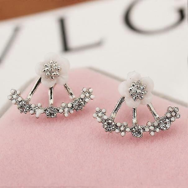 נשים אופנה אביזרים קריסטל יתד עגילים Boucle D'oreille Femme פרח עגילים זהב Bijoux תכשיטים כסף