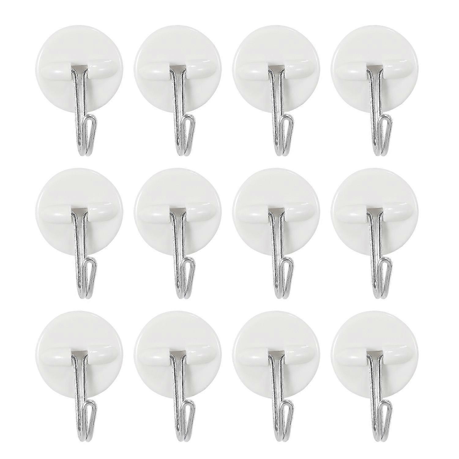12Pcs Wall Hooks Self-Adhesive Good Weight Capacity Plastic All-Purpose Clothes Tableware Towel Orga-ZZY