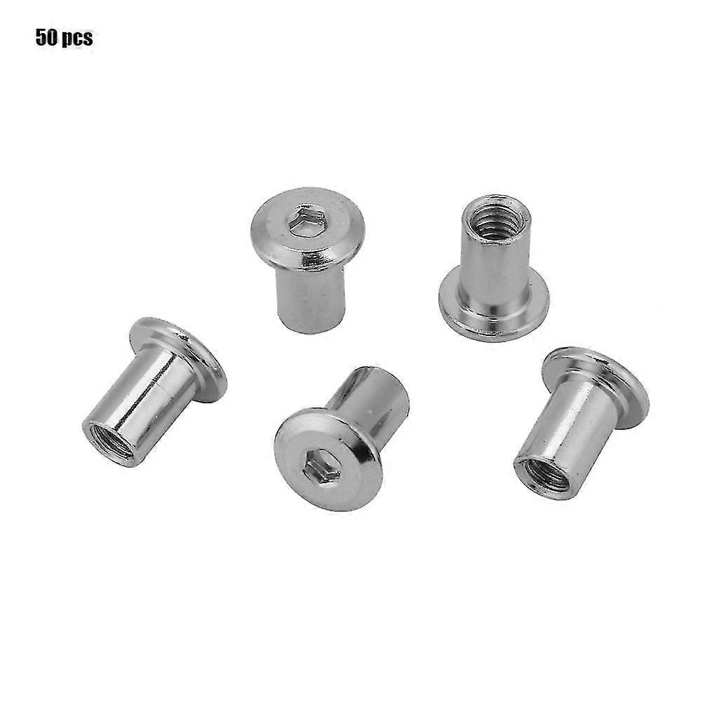 Iron-plated Nickel Flat Nuts, M6 and M8 Sizes, Hex Nuts for Furniture (50PCS each)