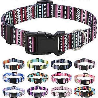 Hundhalsband, modemönster med snabbspänne, bohemisk, blomma, geometrisk, tribal design, klassisk krage, för små, medelstora och stora hundarBoh