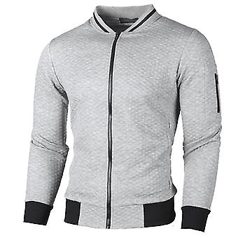 Mens Grid Zip Up Bomber Jacket Pilot Coat Winter Yttertøy Topper Cardigan
