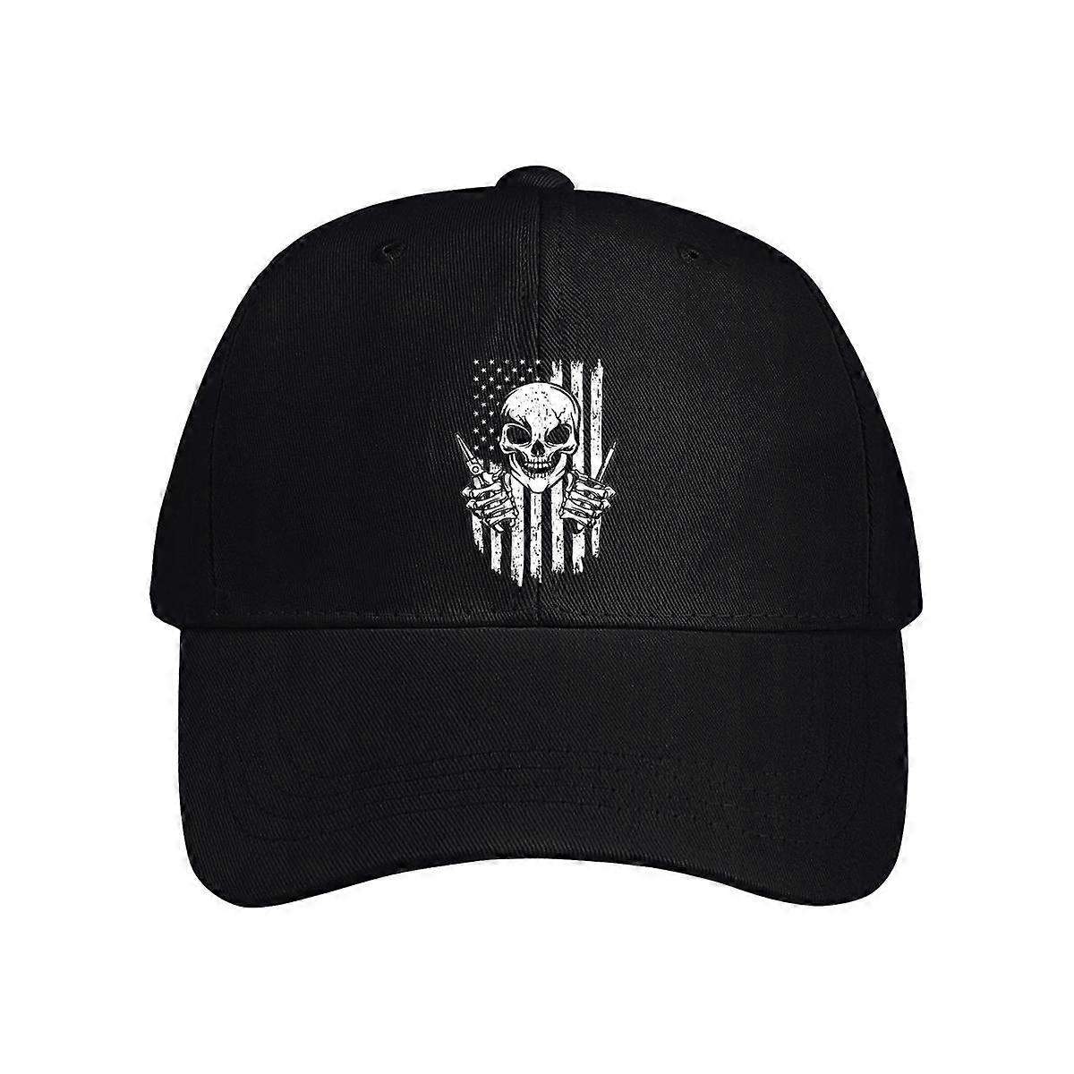 American Flag Skull Electrician Baseball Cap