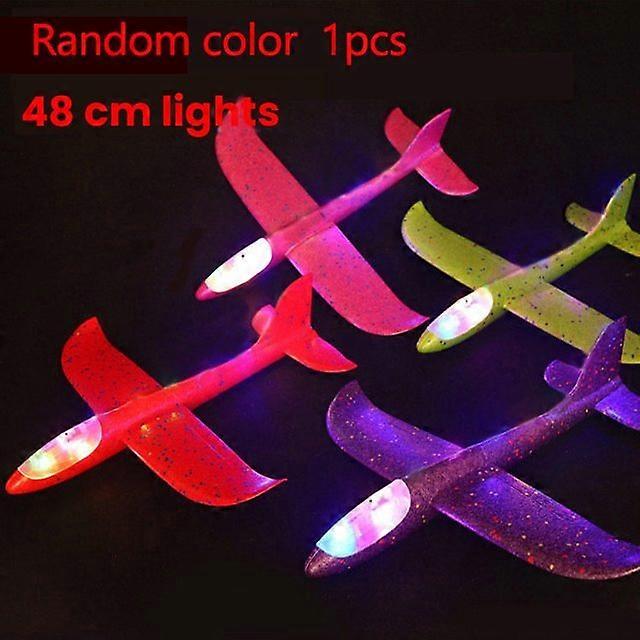 Large Epp Foam Hand Throwing Aircraft Colorful Flashing Light Foam Gyratory Stunt Pressure Resistant Model 48cm Aircraft Toy