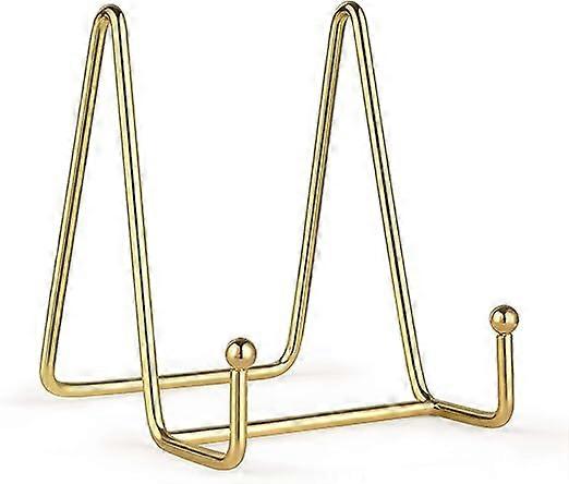 2 Pack,4 Inch Plate Holders for Display, Upgraded Gold Display Stand Iron Easel Photo Frame Holder Metal Brackets for Photo, Decorative Plate, Shelves