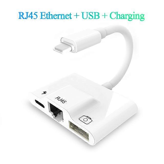 Lightning iPhone to RJ45 Ethernet OTG Adapter LAN Wired Network Cable/Hub iPad to USB 3 Camera Adapter/ Card Read with Charing