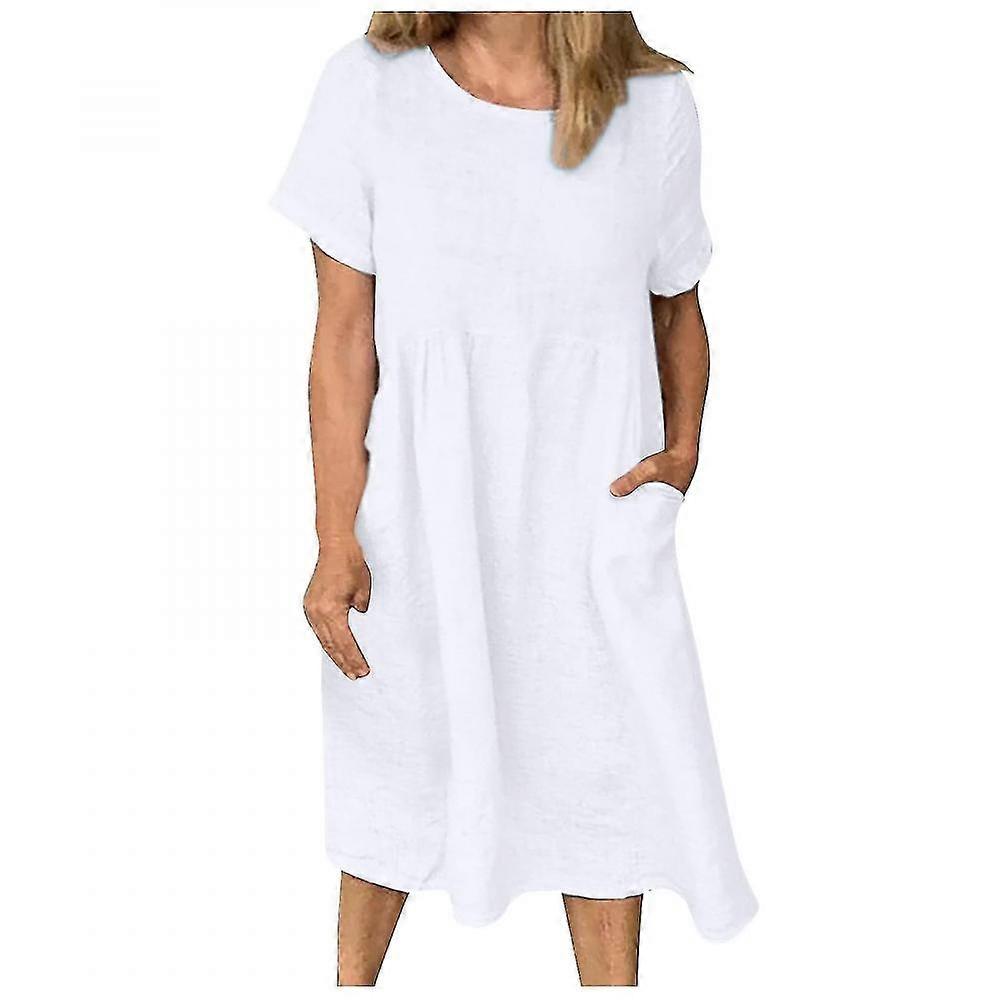 Robe d'été pour femmes Robes de plage en lin Boho Robe longue EXT