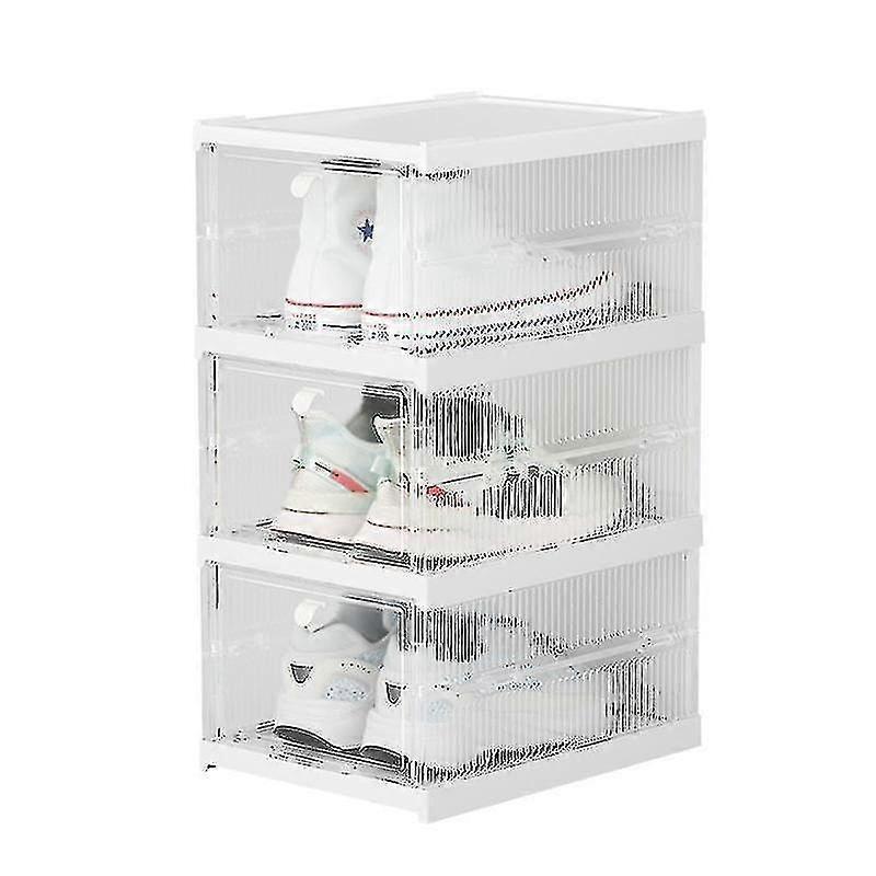 Inat- Clams Aj Shoe Stora Box Hold Simple Combinat Shoe Cabinet Foldable Transparent Shoe Box 3pcs