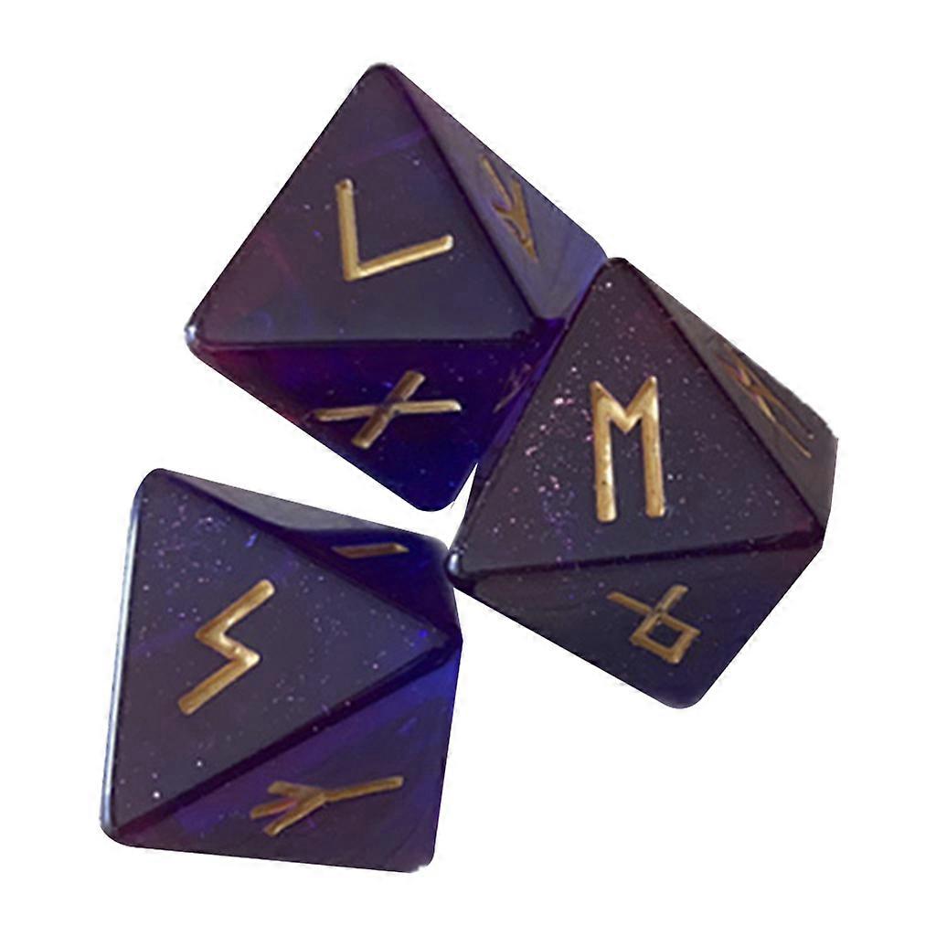 3 Pcs Résine Dés Set 8 Faces Rune Dices Résine Assortiment Polyèdre Dés Set