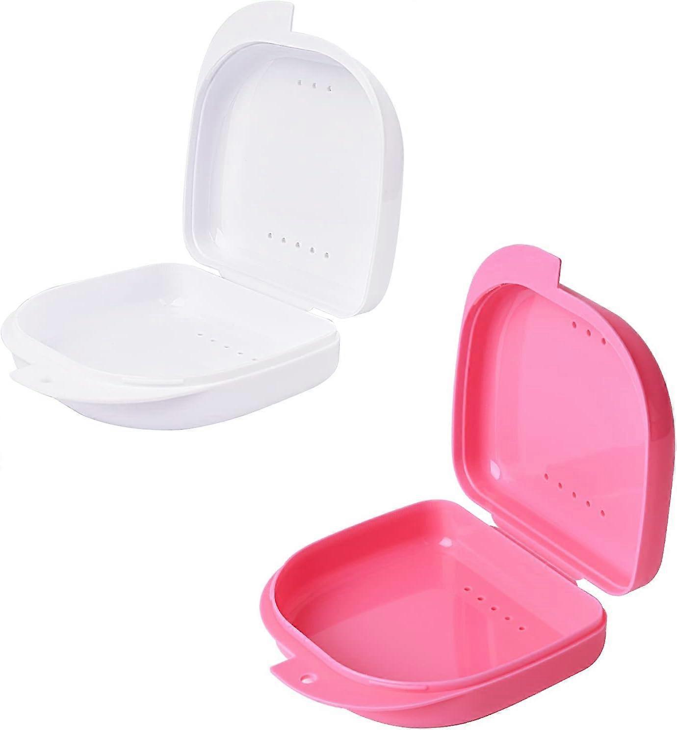 Retainer Box Retainer Container Partial Denture Box, Pink+white