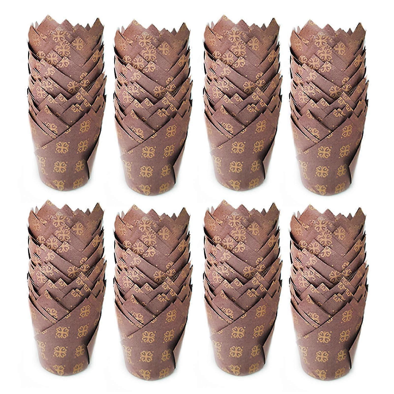 200Db leveles tulipán tortacsészék hőálló aranyos eukaliptusz design zöld cupcake csomagolás