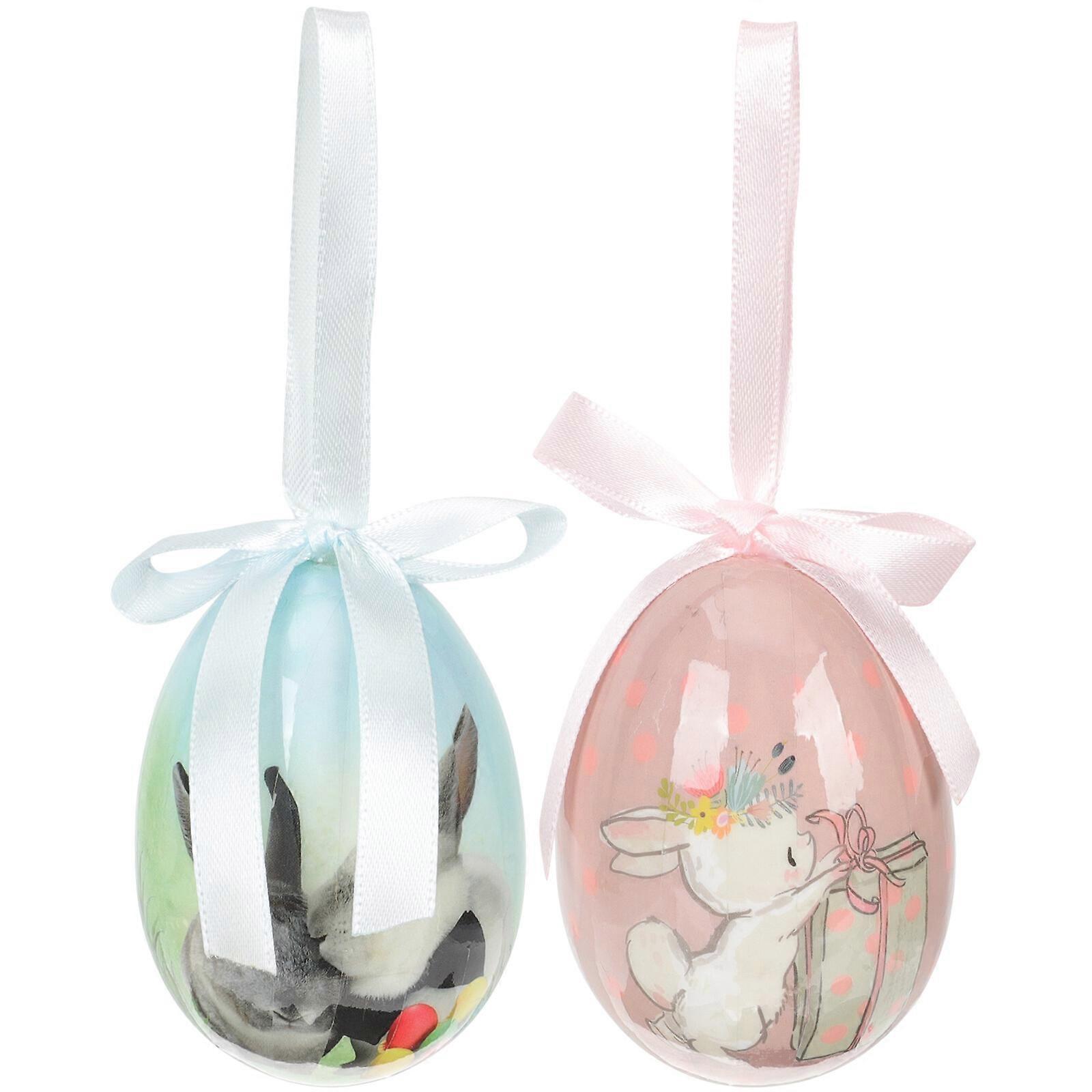 2pcs Easter Egg Hanging Ornaments Easter Hanging Eggs Easter Decorations Colorful Decorative Eggs