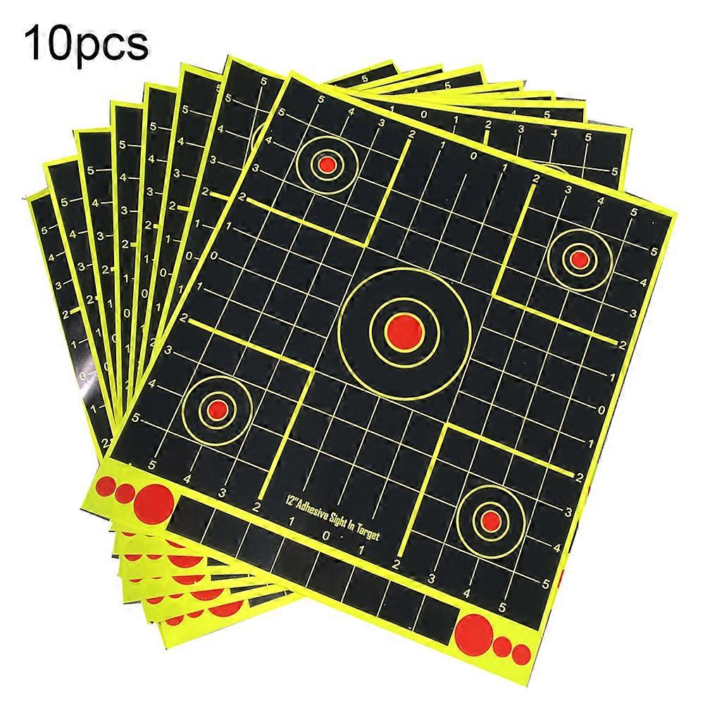 10 Pack 13x12 Inch Black Grid Shooting Practice Targets with High Visibility Splatter Effect, Indoor/Outdoor Range, Adhesive Stick at Any Temperature