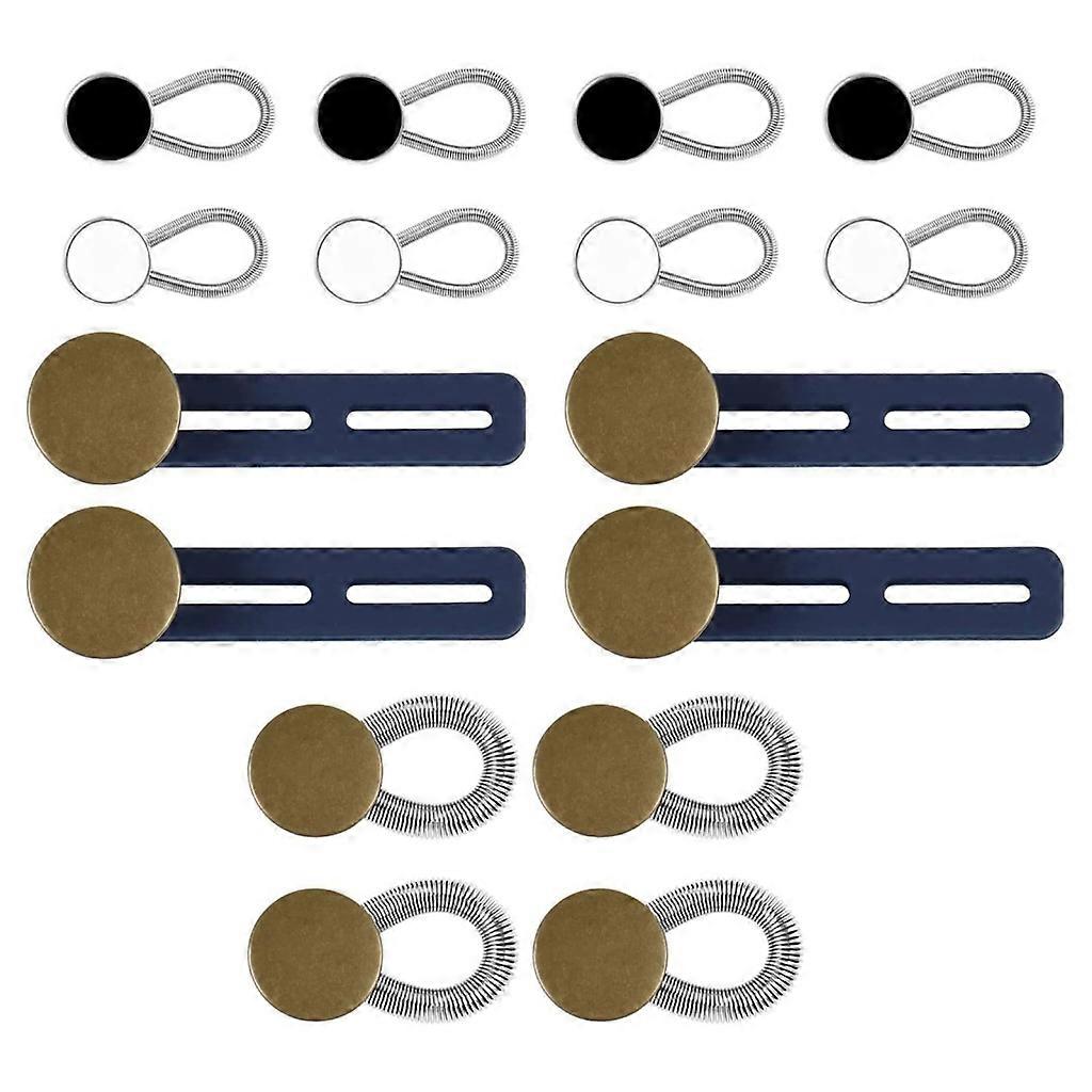 16pcs Pants Collar Button Extender Jeans Waist Extender Button for Men Women