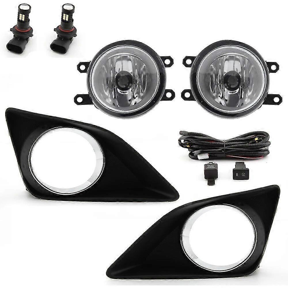 1 Set Led Fog Lights Lamp For Toyota Corolla 2008 With Plating Frame Cover And Wire Left And Right Headlight Car Accessories