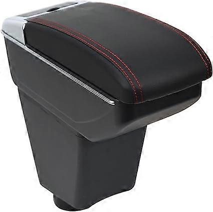 Car Arm Rest For Clio-3 Clio 4 III IV Center Console Dual Layer Storage Box Armrest with Cup Holder and Ashtray (Red Thread No USB port)