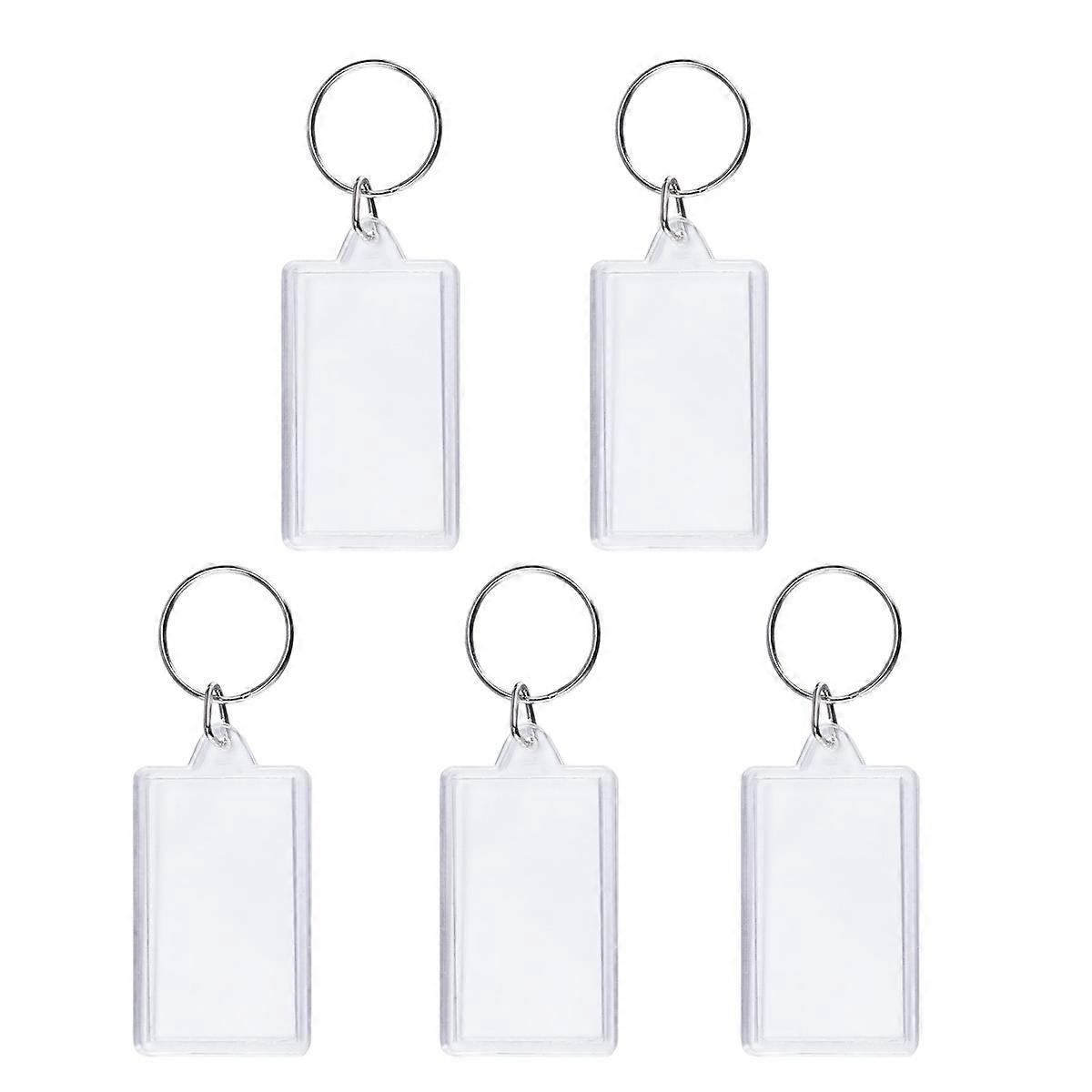 50pcs Multifunctional Acrylic Blank Insert Photo Picture Frame Split Ring Keychain(Rectangle)