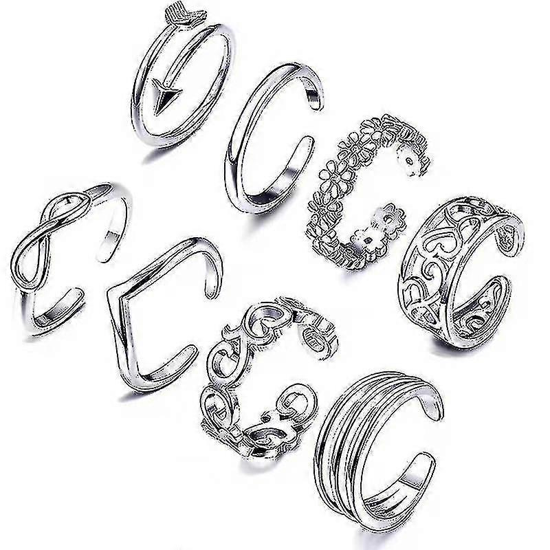 8 قطع اصبع القدم خواتم مفتوحة اصبع القدم حلقات نهاية قابلة للتعديل حلقات العرقية خمر القدم الحلقات