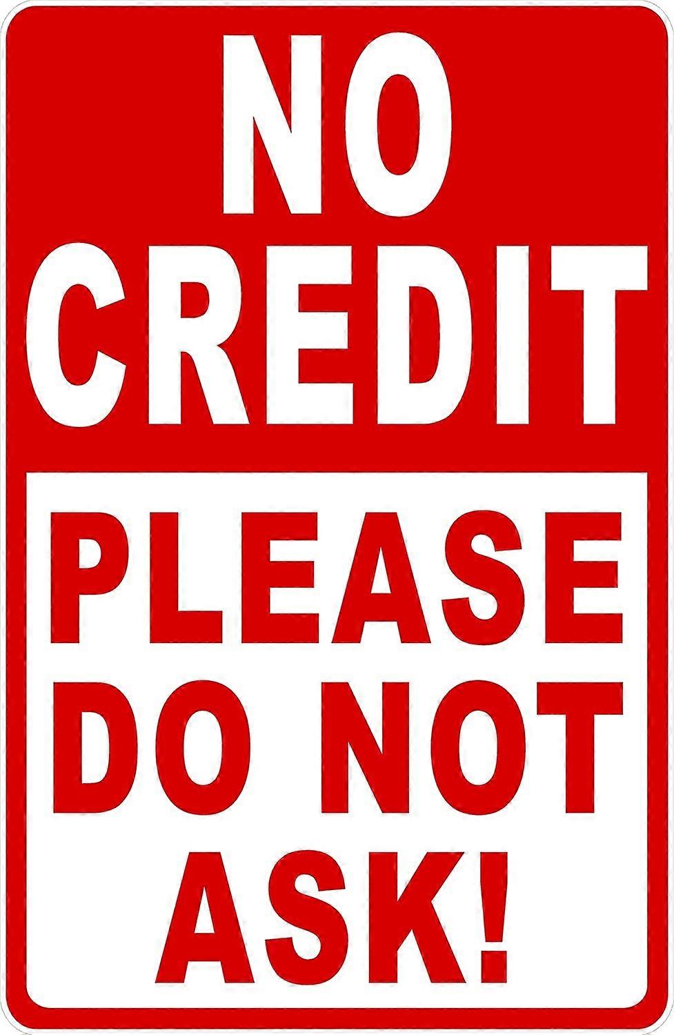 No Credit Please Do Not Ask! Sign. 12x18 Metal.