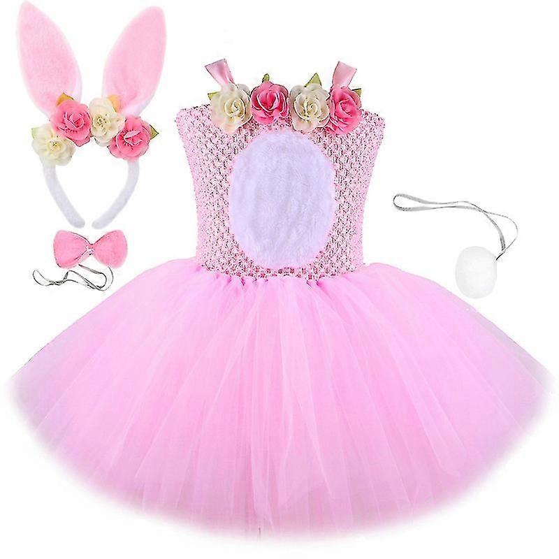 Easter Bunny Tututu Skirt Pink Children's Dress Flower Gauze Puffy Skirt Girl Picture Skirt