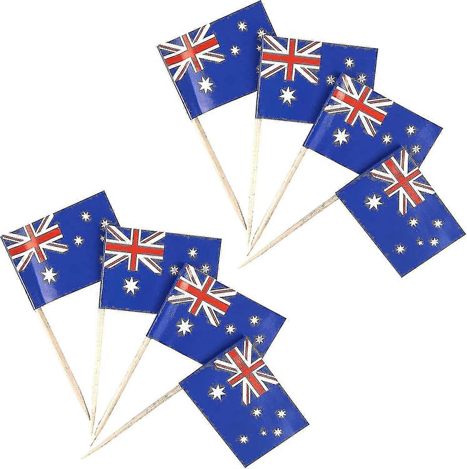 オーストラリアの国旗300個オーストラリアのつまようじの旗、小さなミニスティック紙コップケーキトップオーストラル