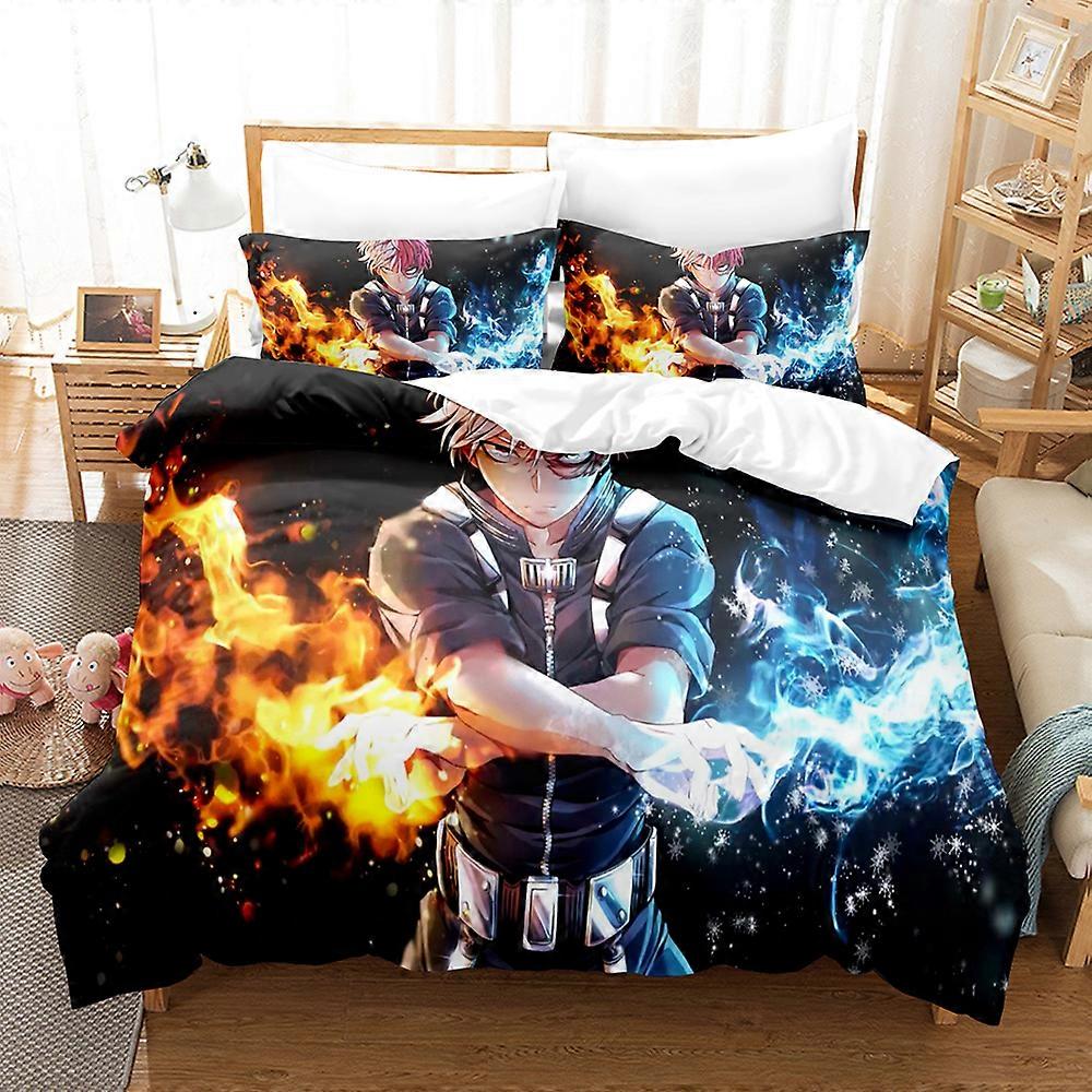 f240  Bed Sheets My hero academia Bedding Set Single Twin Full Queen King Size Todoroki Bed Set Aldult Kid Bedroom Duvetcover Sets 3D 3Bed Sheets Rt24