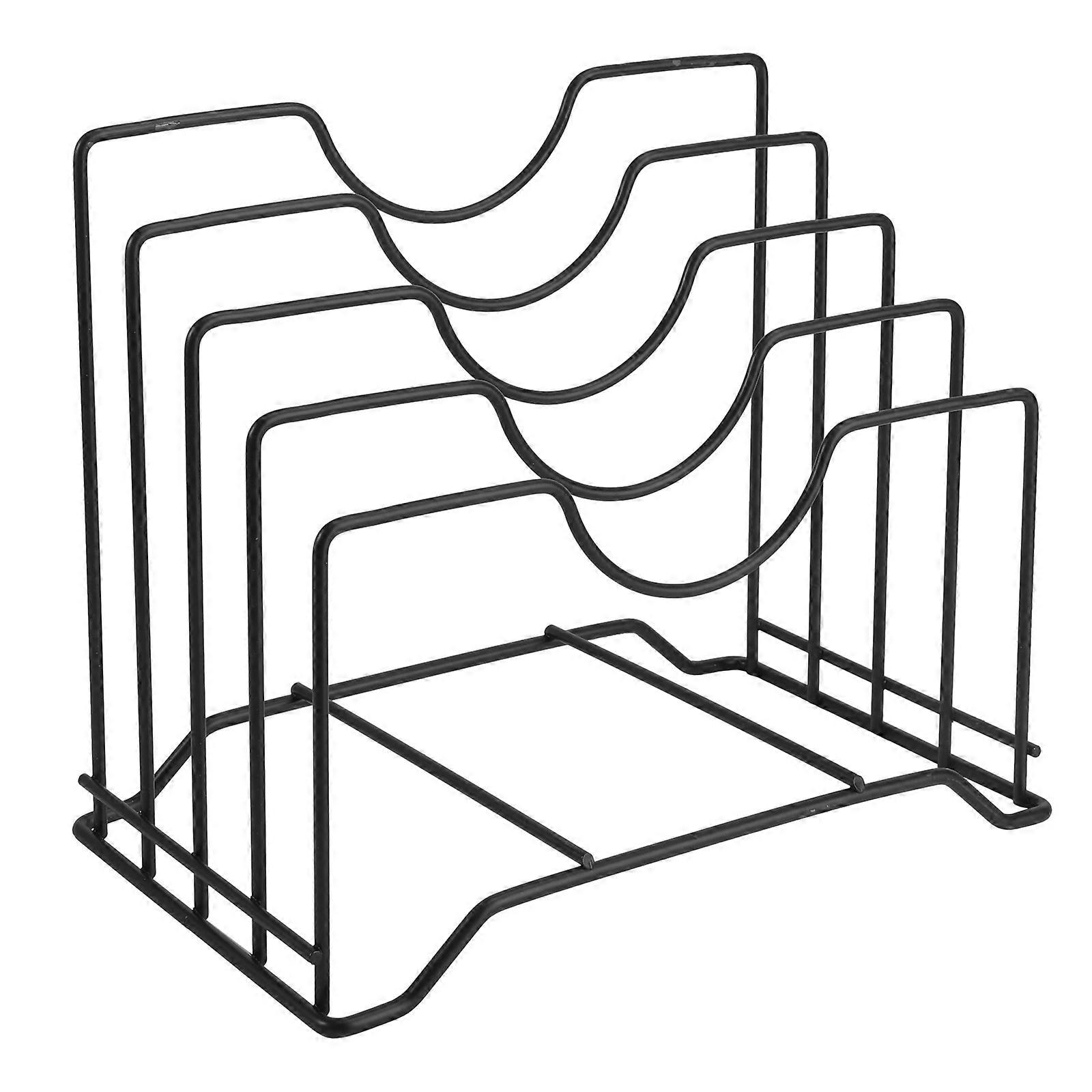 1Pc Kitchen Pot Cover Rack Storage Shelf Cutting Board Rack Kitchenware (Black)