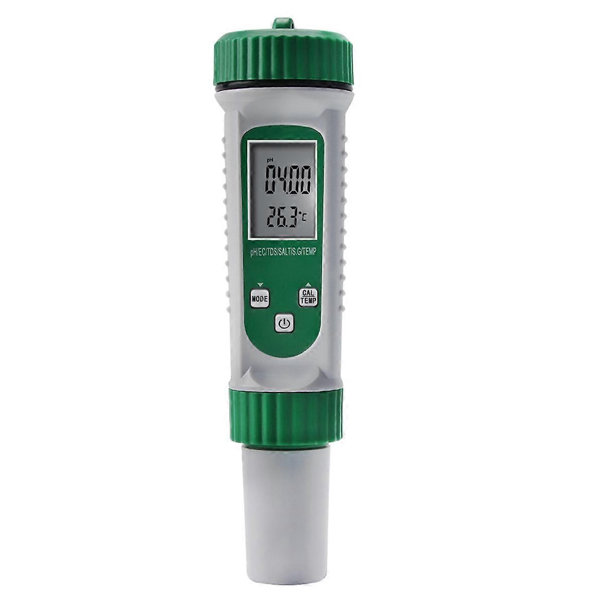 Versatile Digital PH Meter 6-in-1 for Water Quality Testing Measures PH, EC, TDS, SALT, S.G, and TEMP
