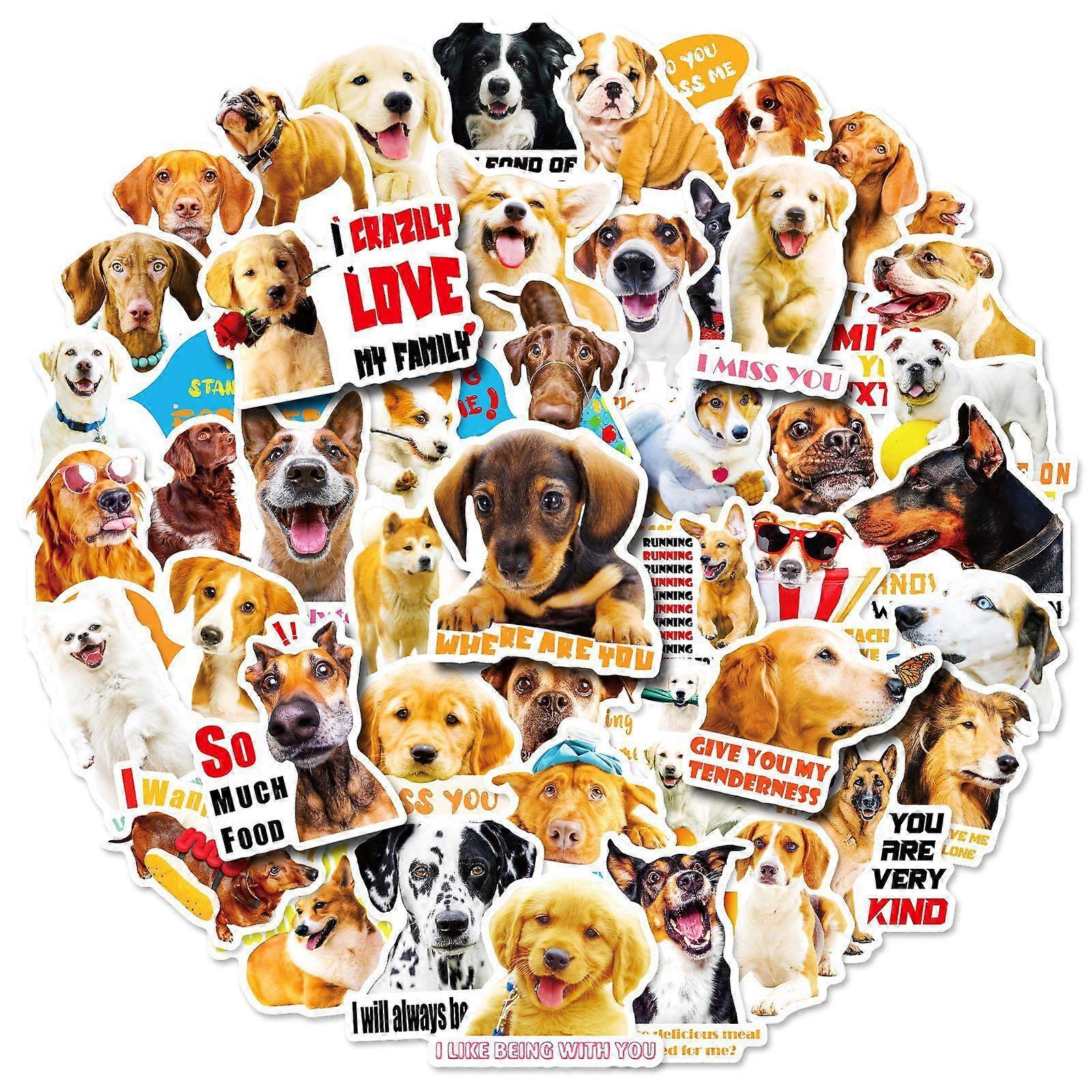 Cute Dog Stickers, Set of 50, Waterproof and UV Resistant, Perfect for All Your Gadgets