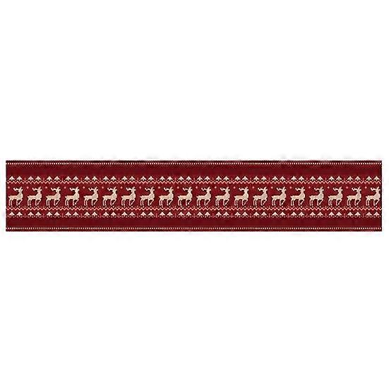 Christmas Table Runner Festive Elk Pattern Durable Protective Table Cloth for Home Holiday Decoration