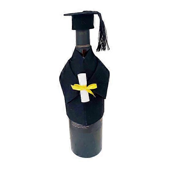 2Pcs/Set Felt Graduation Wine Jacket Cap Covers Wine Coat Bottle Bottle Set Gown Cap